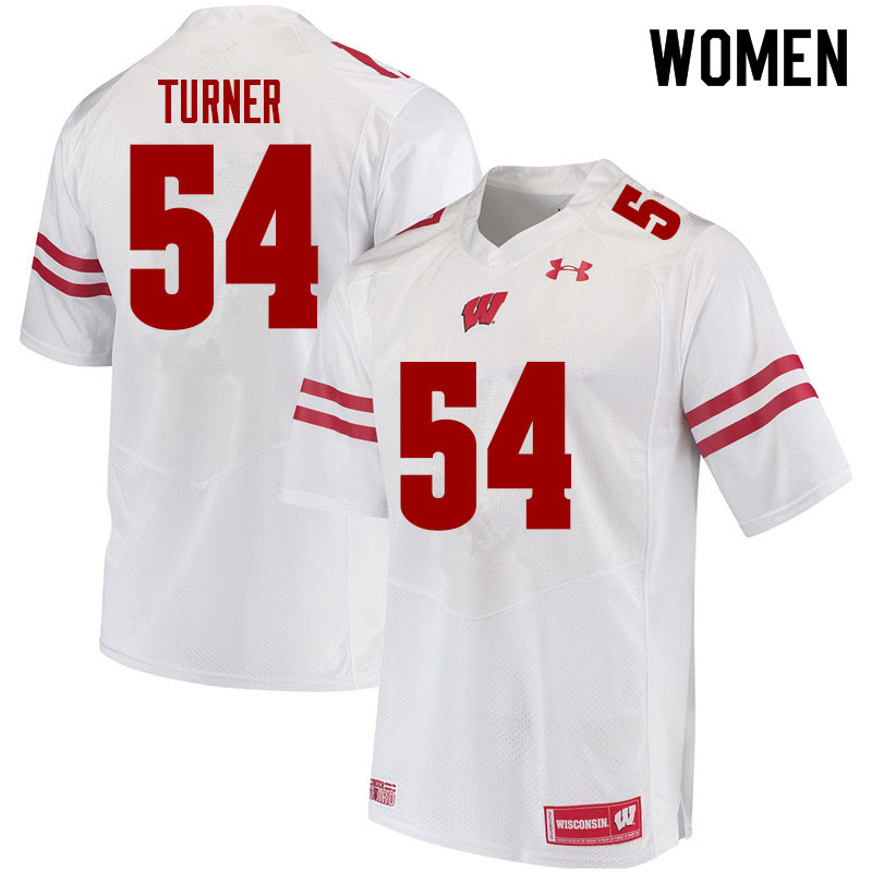 Women #54 Jordan Turner Wisconsin Badgers College Football Jerseys Sale-White - Click Image to Close